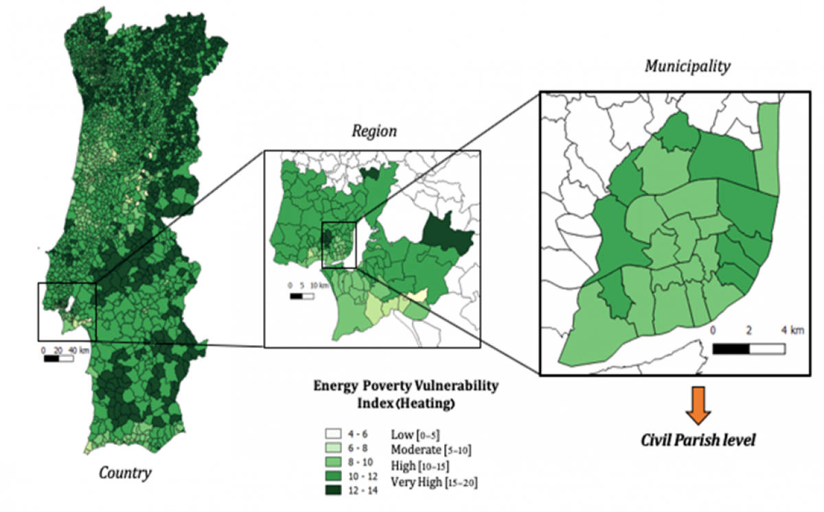 Figure 1 - Regional Energy Poverty Vulnerability Index for Space Heating for Portugal