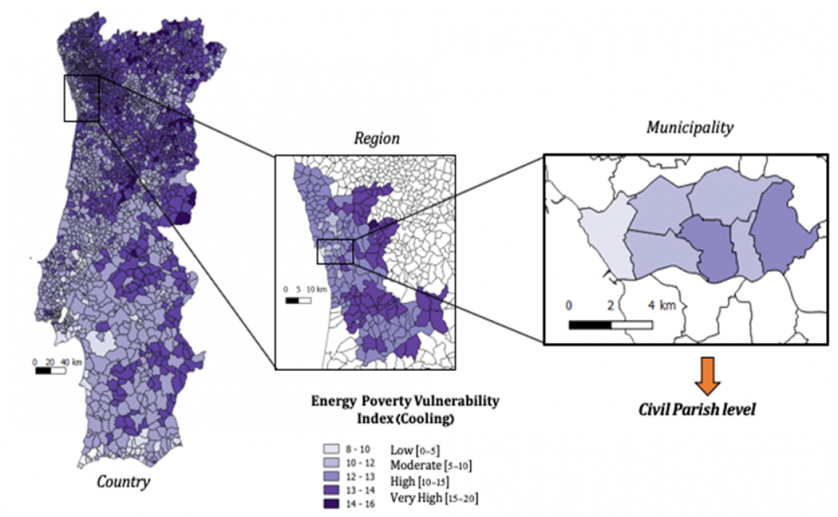 Figure 2 - Regional Energy Poverty Vulnerability Index for Space Cooling for Portugal